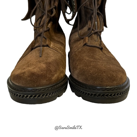 STUART WEITZMAN - Yadastud - Brown Suede Bronze Stud Moto Ankle Boots - NWOT - Picture 10 of 16